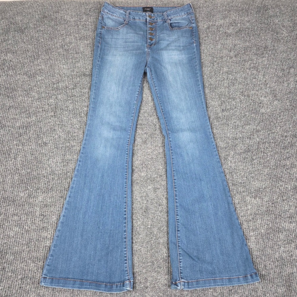 Celebrity Pink Womens Flare Jeans Burning Man Wash Button Fly Blue Size 11/30